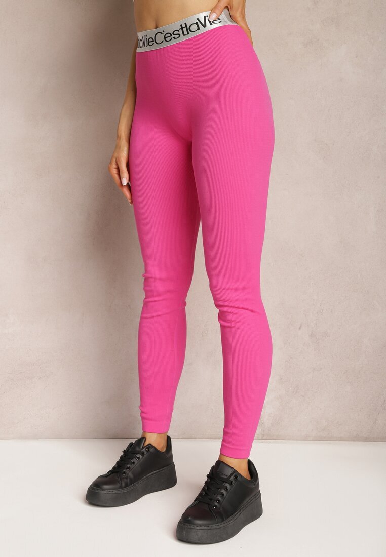 elsa.m by may Colanți sport Fucsia elastici cu bandă elastică lată decorativă în talie Larnode