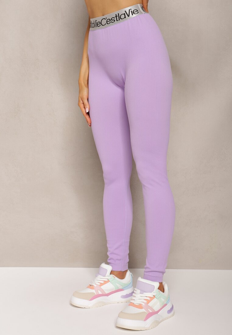 elsa.m by may Colanți Sportivi Mov Deschis Elastici cu Bandă Elastică Lată Decorativă în Talie Larnode