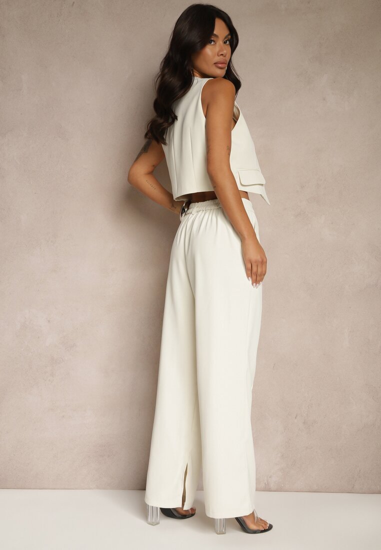 elsa.m by may Compleu Bej cu Zirconii Vestă scurtă și Pantaloni eleganți Diviriel