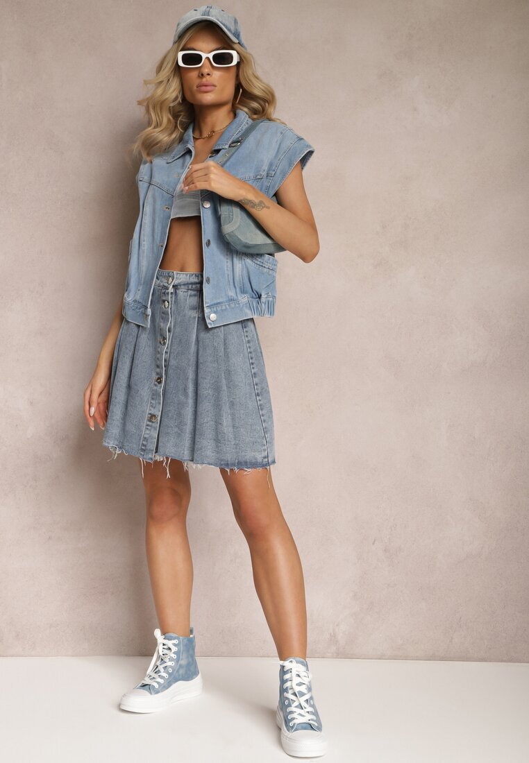 elsa.m by may Fustă Albastră Din denim Mini Cu pliuri Hollette