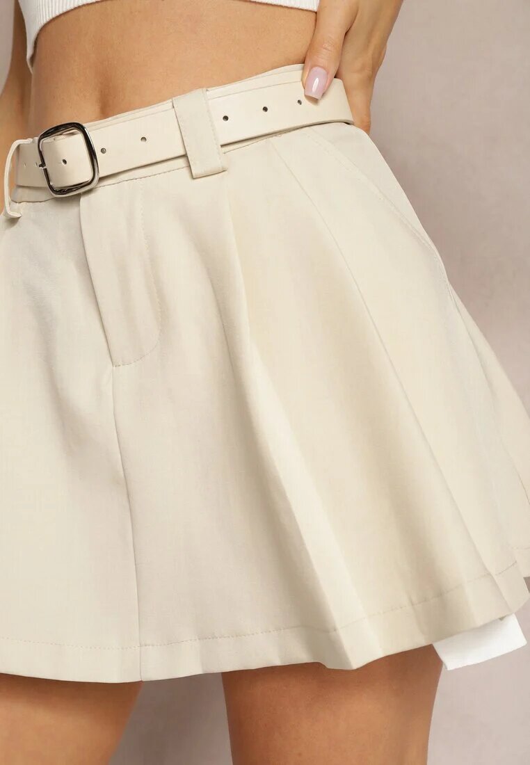 elsa.m by may Fustă bej plisată High Waist evazată cu centură Vimarae