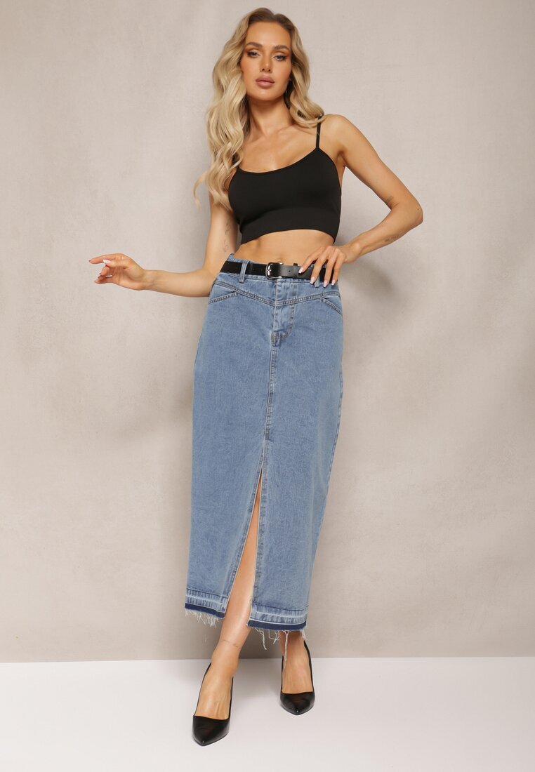 elsa.m by may Fustă bleumarin creion denim cu curea inclusă Olvane