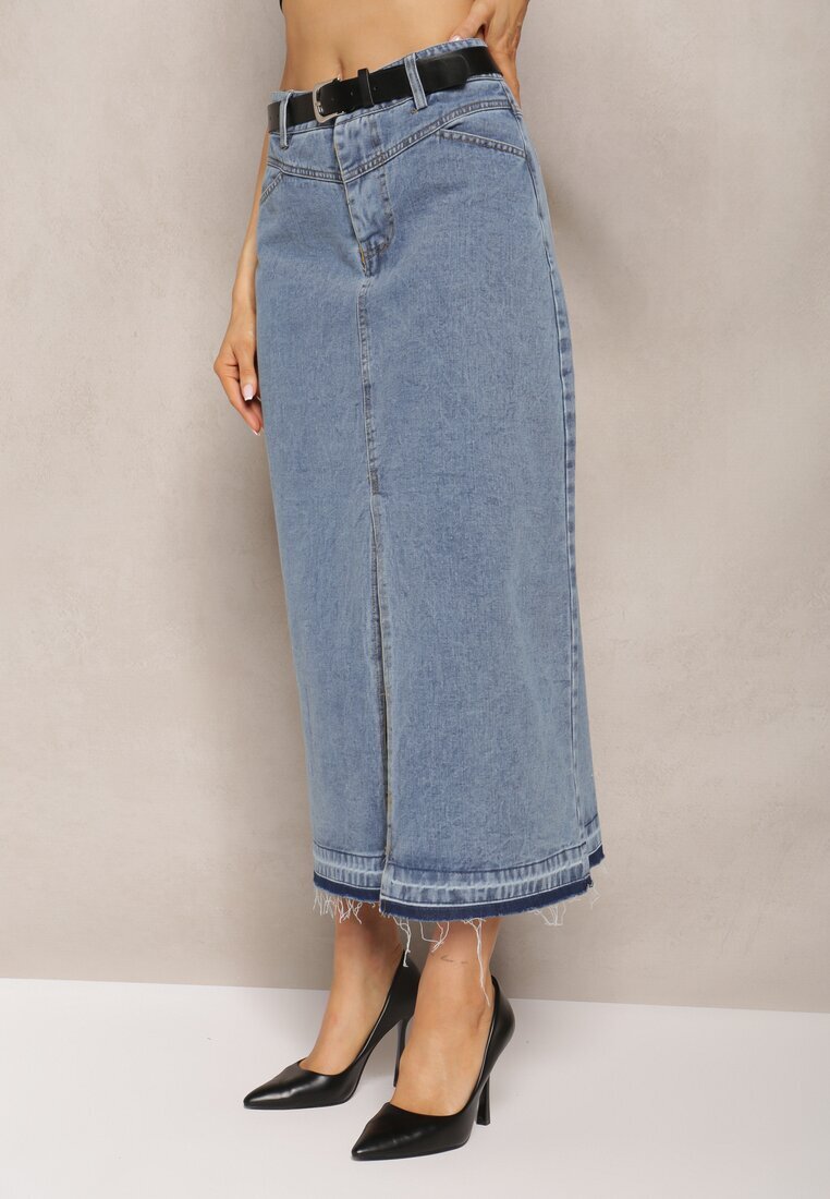 elsa.m by may Fustă bleumarin creion denim cu curea inclusă Olvane