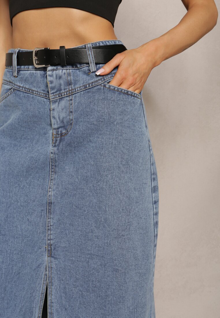 elsa.m by may Fustă bleumarin creion denim cu curea inclusă Olvane