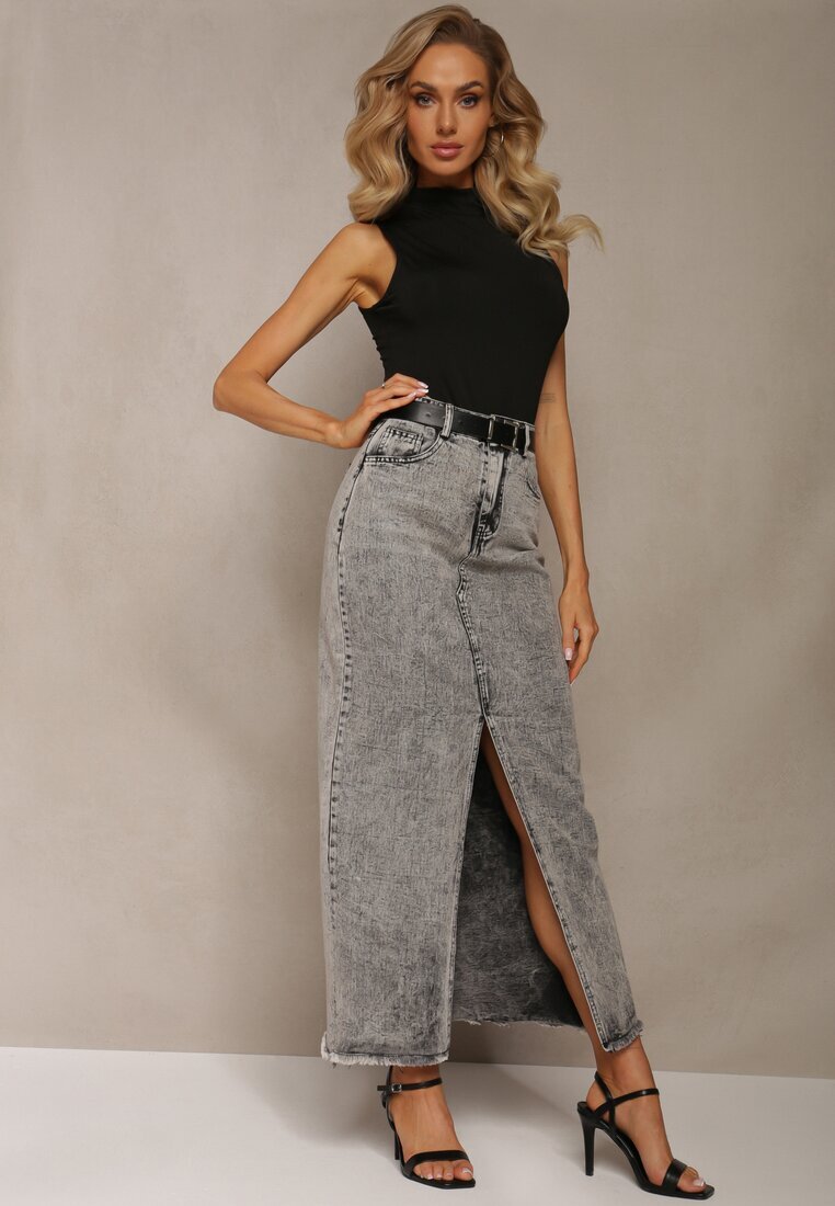 elsa.m by may Fustă Gri Denim Maxi cu curea Mullese