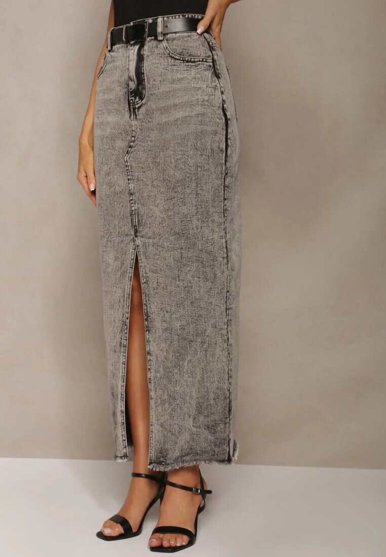 elsa.m by may Fustă Gri Denim Maxi cu curea Mullese
