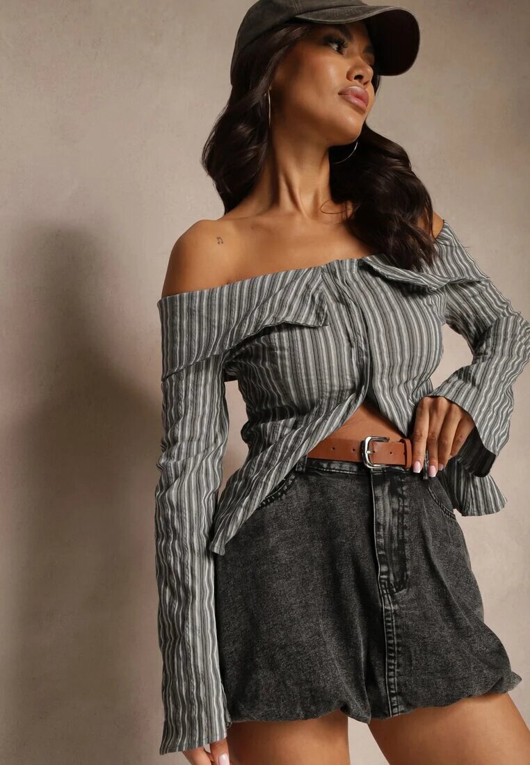 elsa.m by may Fustă Neagră Bombată Din denim de bumbac Cu curea Norisia