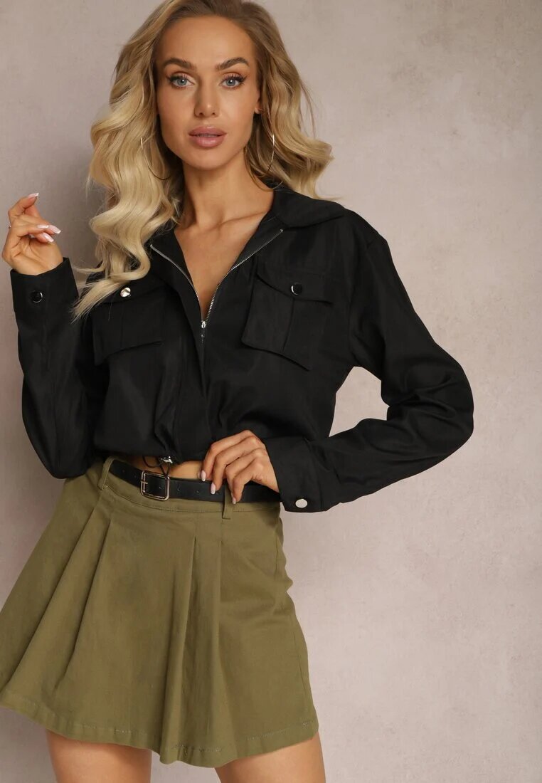 elsa.m by may Fustă-pantaloni scurți verde de blugi cu curea din imitație de piele Violora