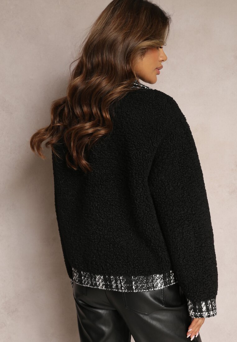 elsa.m by may Geacă Negră Oversize cu blană de miel Lesova