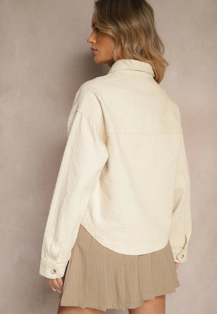 elsa.m by may Jachetă bej din bumbac stil cămașă cu buzunare și ștanțare Leliora