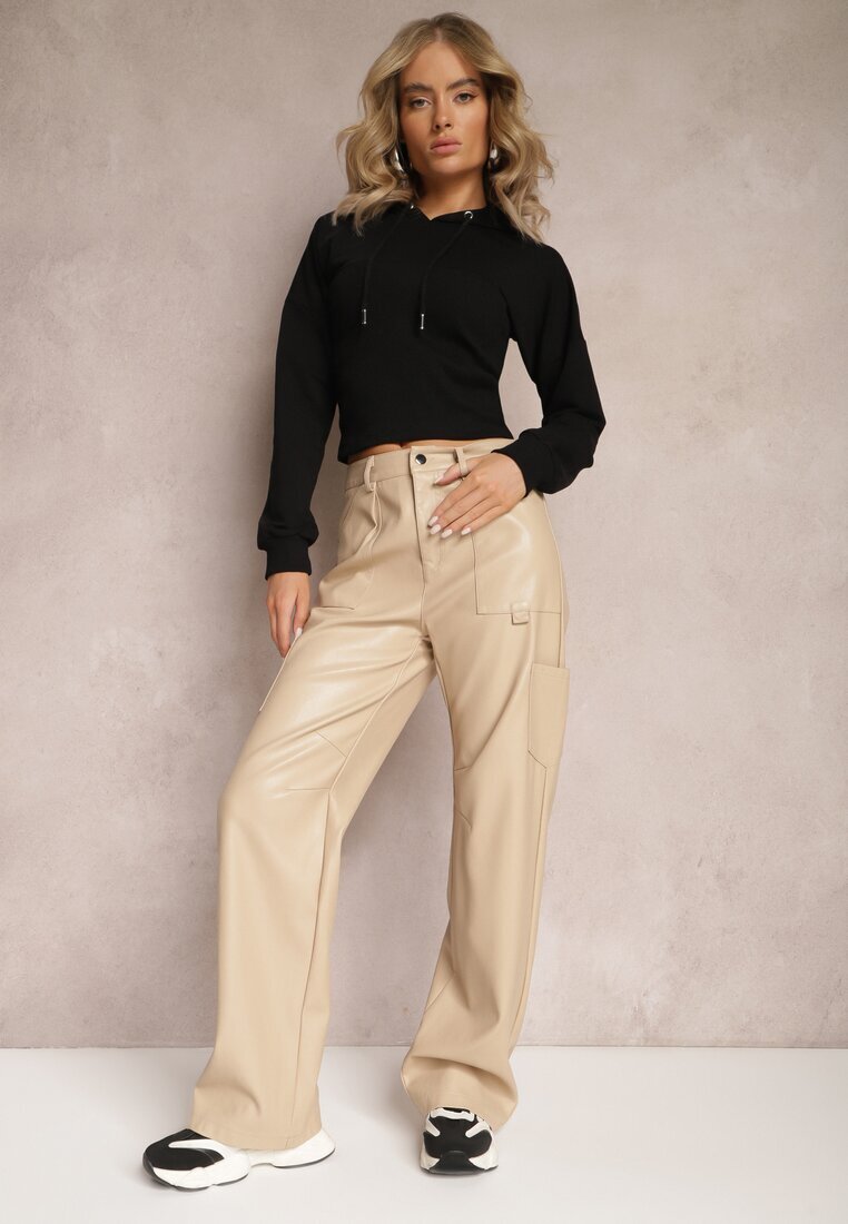 elsa.m by may Pantaloni Bej deschis Largi din Imitație de Piele Narash