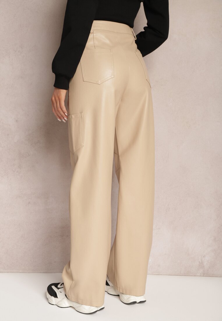 elsa.m by may Pantaloni Bej deschis Largi din Imitație de Piele Narash