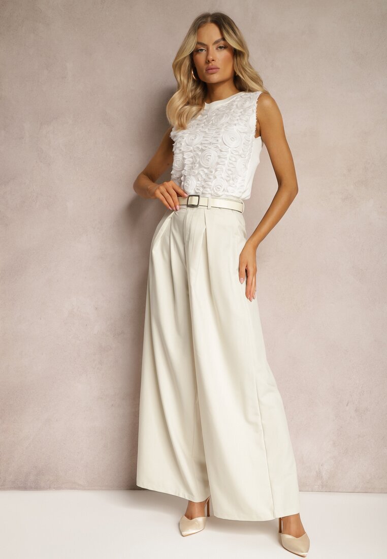 elsa.m by may Pantaloni Bej deschis Largi stil Palazzo cu curea Detalia