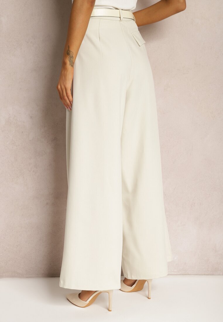 elsa.m by may Pantaloni Bej deschis Largi stil Palazzo cu curea Detalia