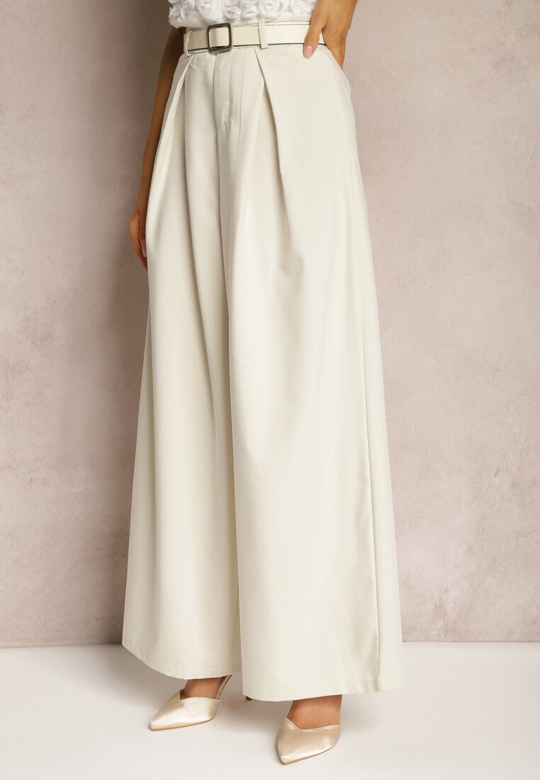 elsa.m by may Pantaloni Bej deschis Largi stil Palazzo cu curea Detalia