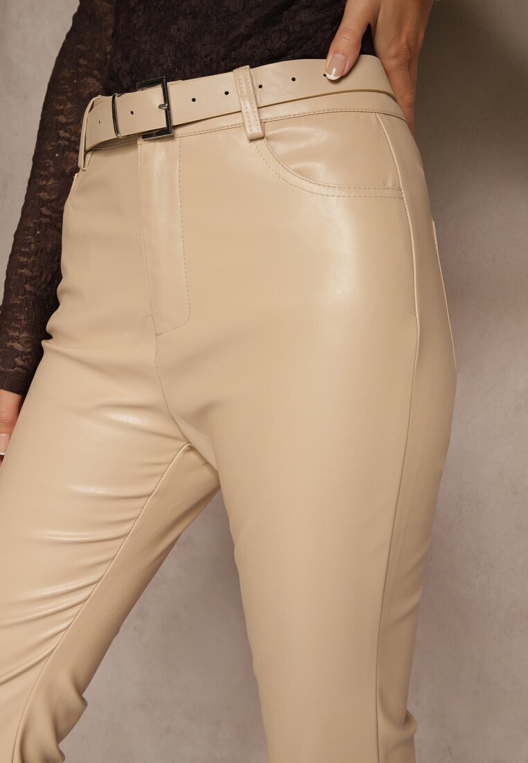 elsa.m by may Pantaloni Bej Flare din imitație de piele Vebria