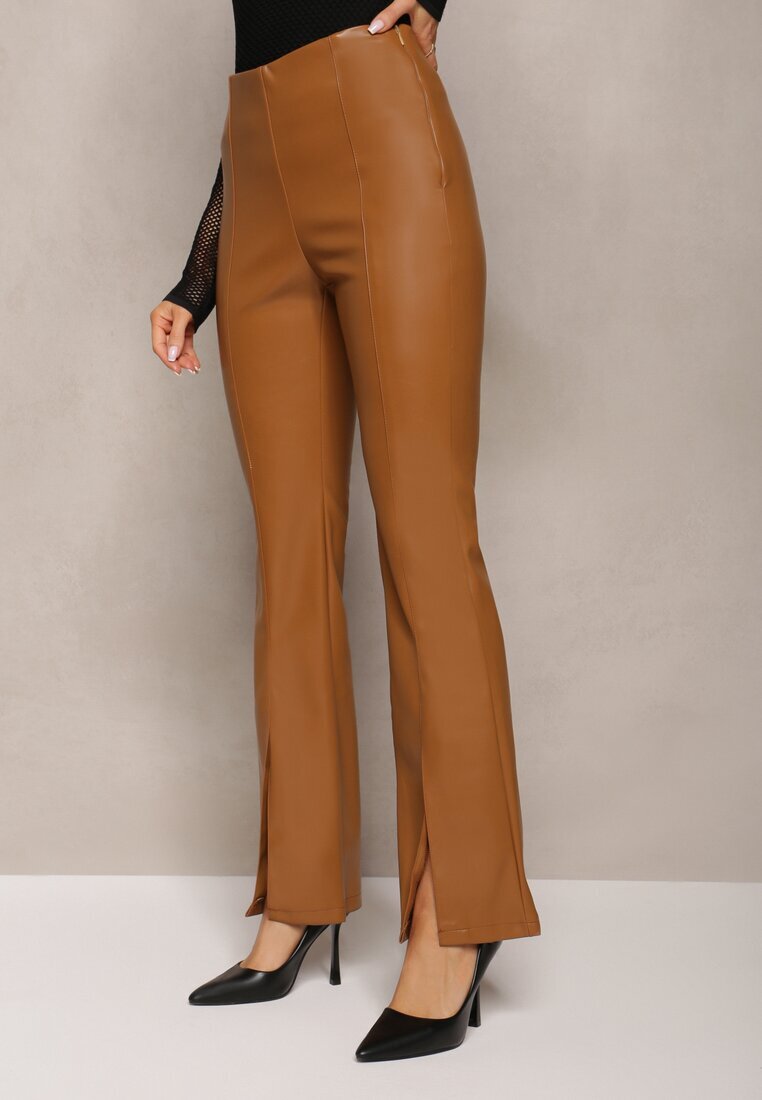 elsa.m by may Pantaloni clopot bej din imitație de piele Idenna