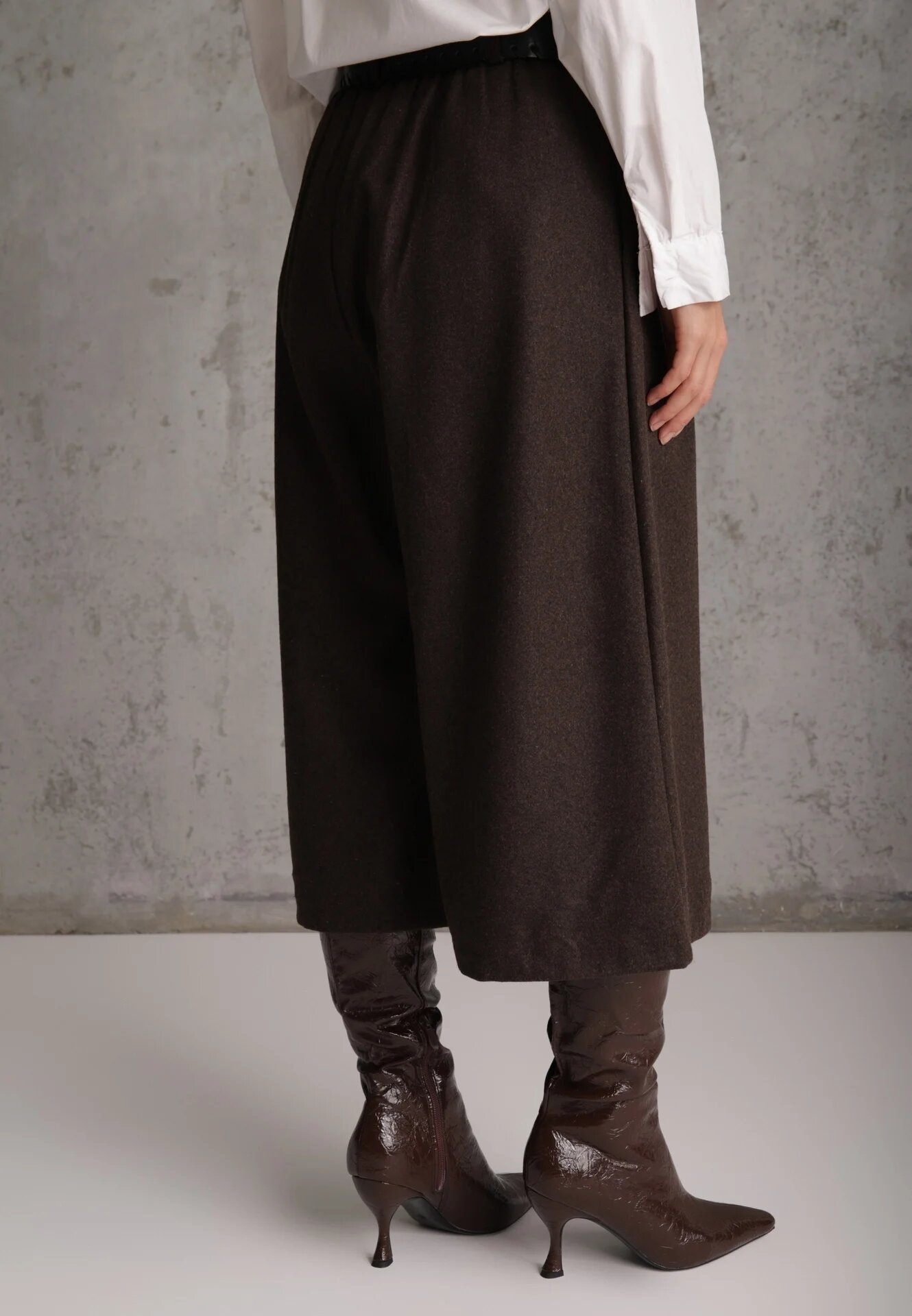elsa.m by may Pantaloni culottes casual din vâscoză și bumbac cu curea cu cataramă Jumorla Maro