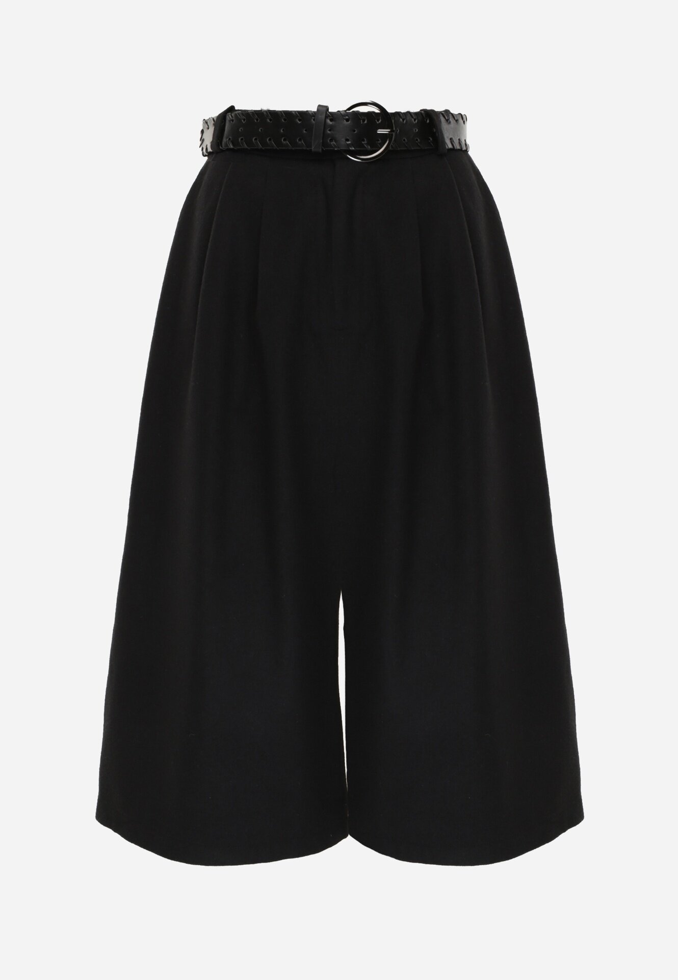 elsa.m by may Pantaloni culottes casual din vâscoză și bumbac cu curea cu cataramă Jumorla Negri