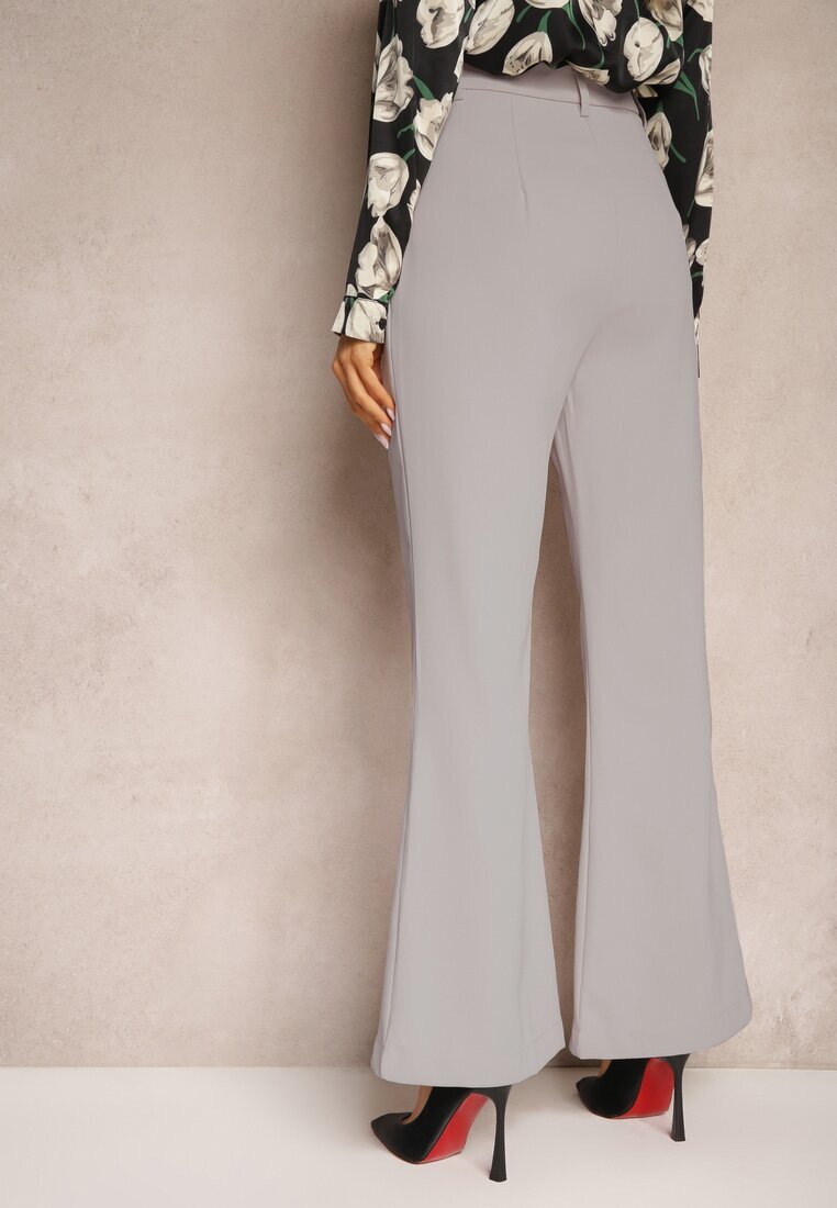 elsa.m by may Pantaloni Gri Casual Evazați Talie Înaltă Uinna