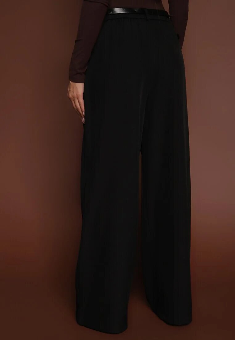 elsa.m by may Pantaloni Negri Largi De costum Decorați Cu o curea Cirrive