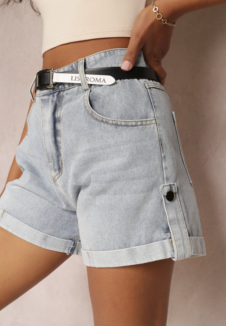 elsa.m by may Pantaloni scurți din denim albastru deschis largi cu curea Julchen