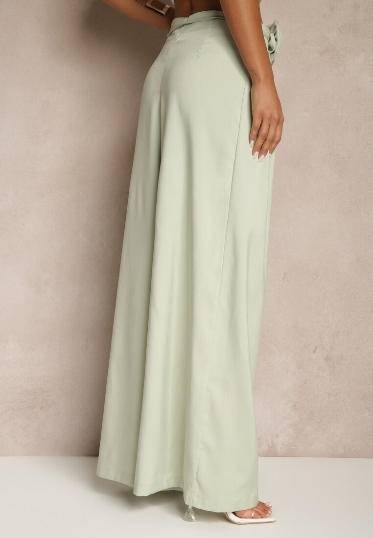 elsa.m by may Pantaloni Verzi cu croială largă High Waist cu floare 3D Firalisse