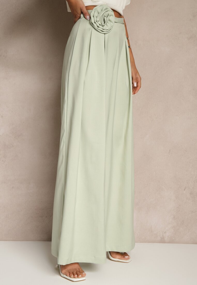 elsa.m by may Pantaloni Verzi cu croială largă High Waist cu floare 3D Firalisse