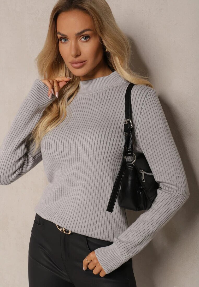 elsa.m by may Pulover Gri Tricotat Reiat cu Viscoză Nikiga