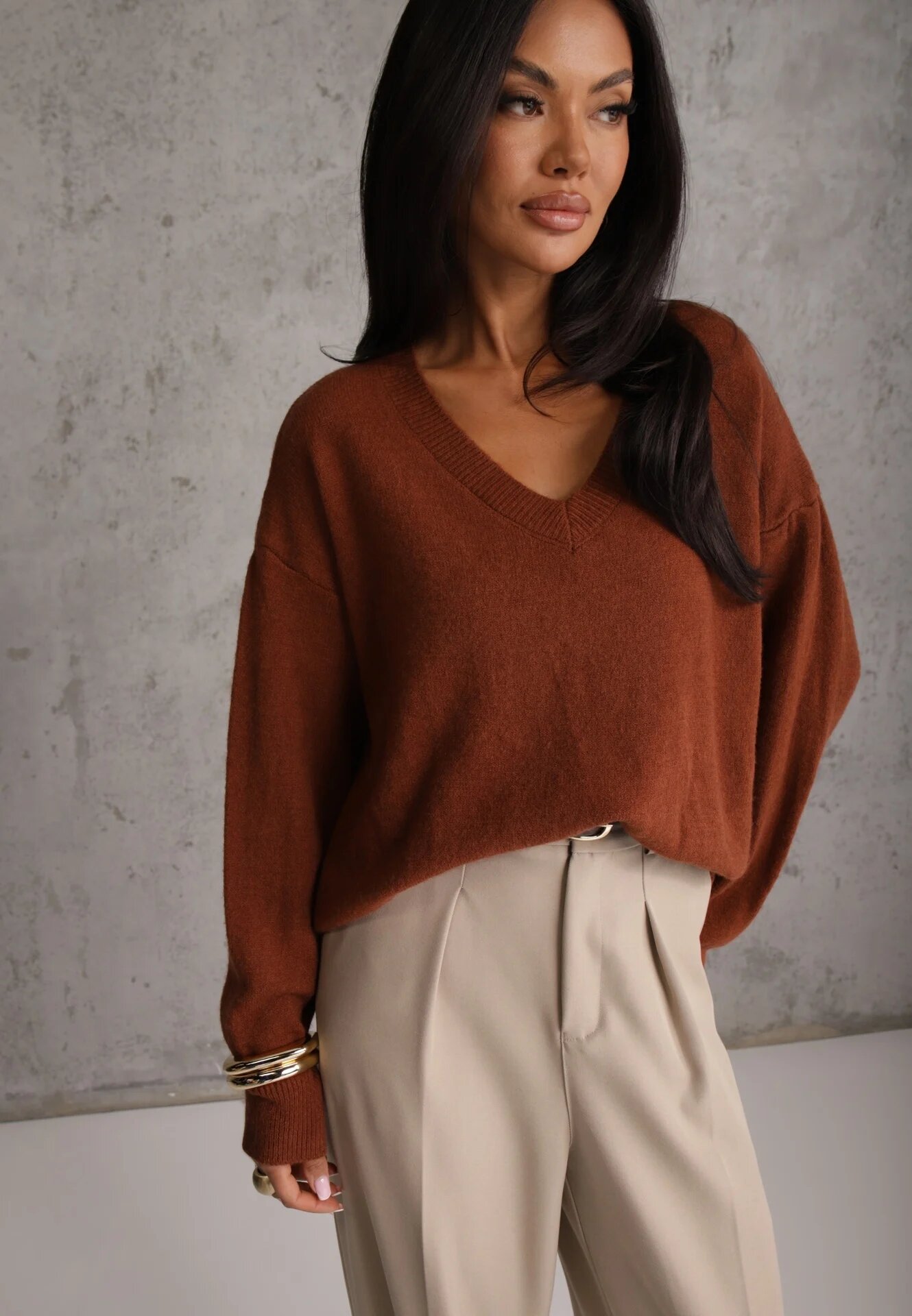 elsa.m by may Pulover Maro Simplu din Bumbac Oversize Conime