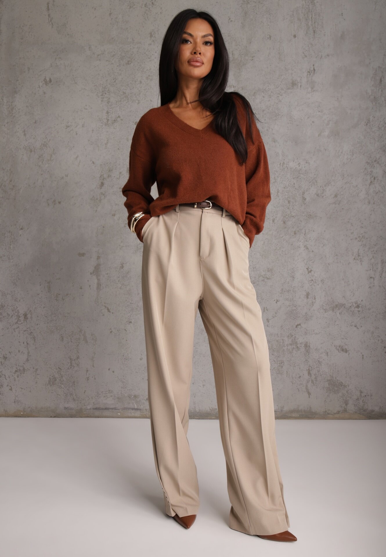 elsa.m by may Pulover Maro Simplu din Bumbac Oversize Conime