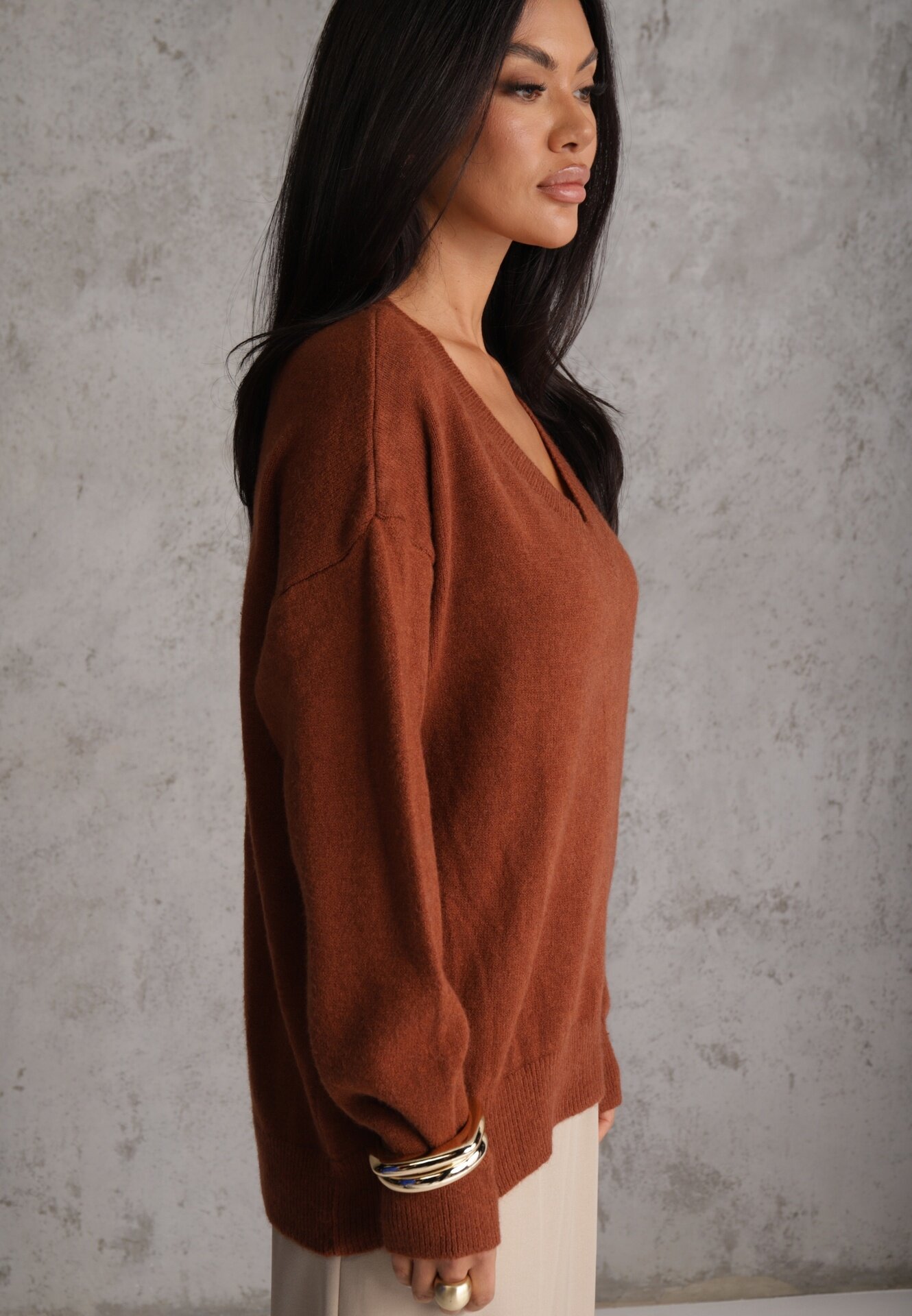 elsa.m by may Pulover Maro Simplu din Bumbac Oversize Conime