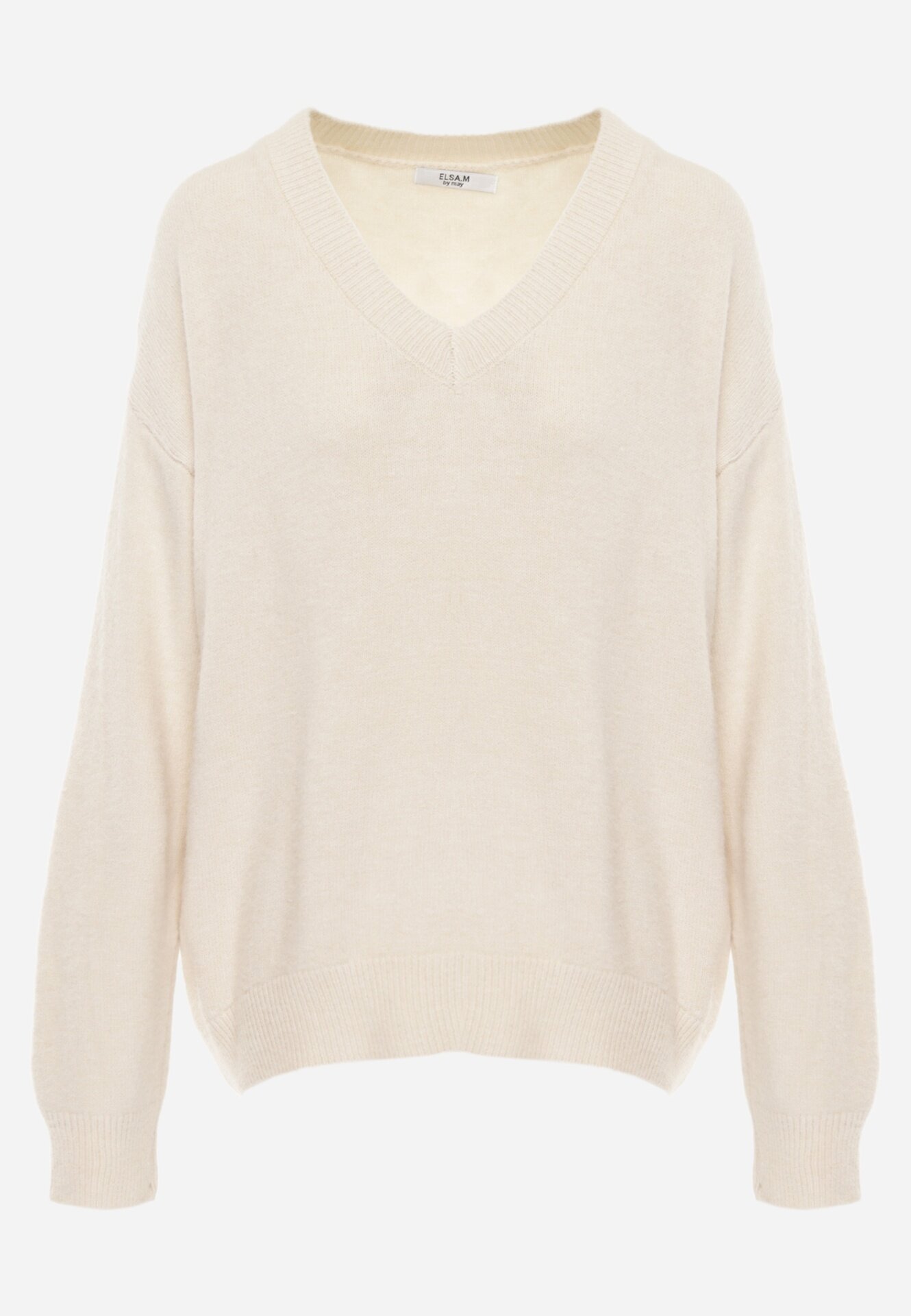 elsa.m by may Pulover Simplu Bej deschis din bumbac cu croială oversize Conime