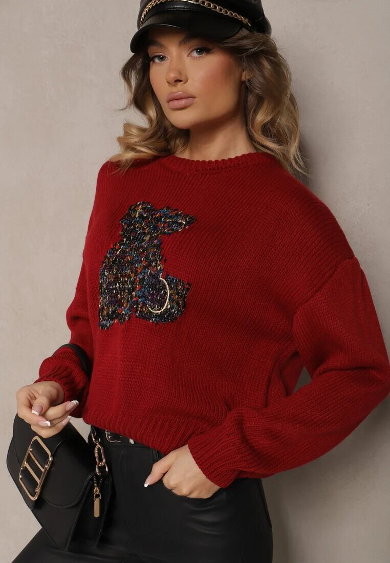 elsa.m by may Pulover Visiniu Viscoză cu paiete și motiv ursuleț Nyrimi