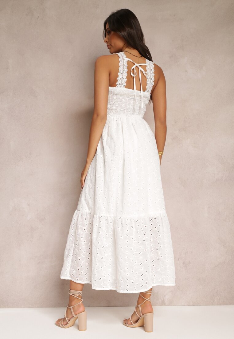 elsa.m by may Rochie Albă Brodată Maxi cu Dantelă Norgann