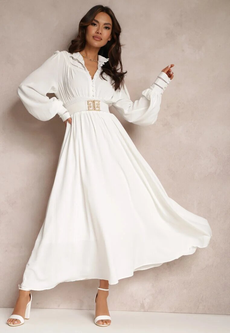 elsa.m by may Rochie Albă cu Curea Elothoe