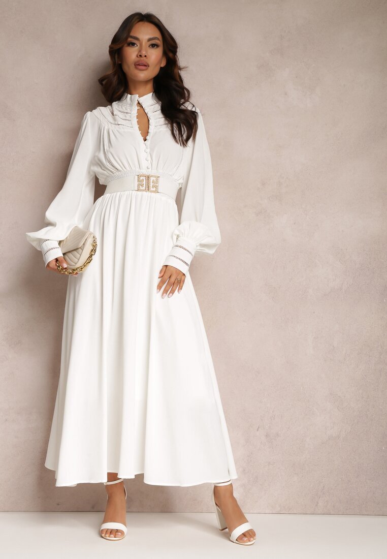 elsa.m by may Rochie Albă cu Curea Elothoe