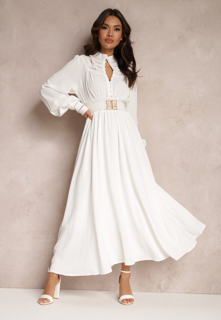 elsa.m by may Rochie Albă cu Curea Elothoe