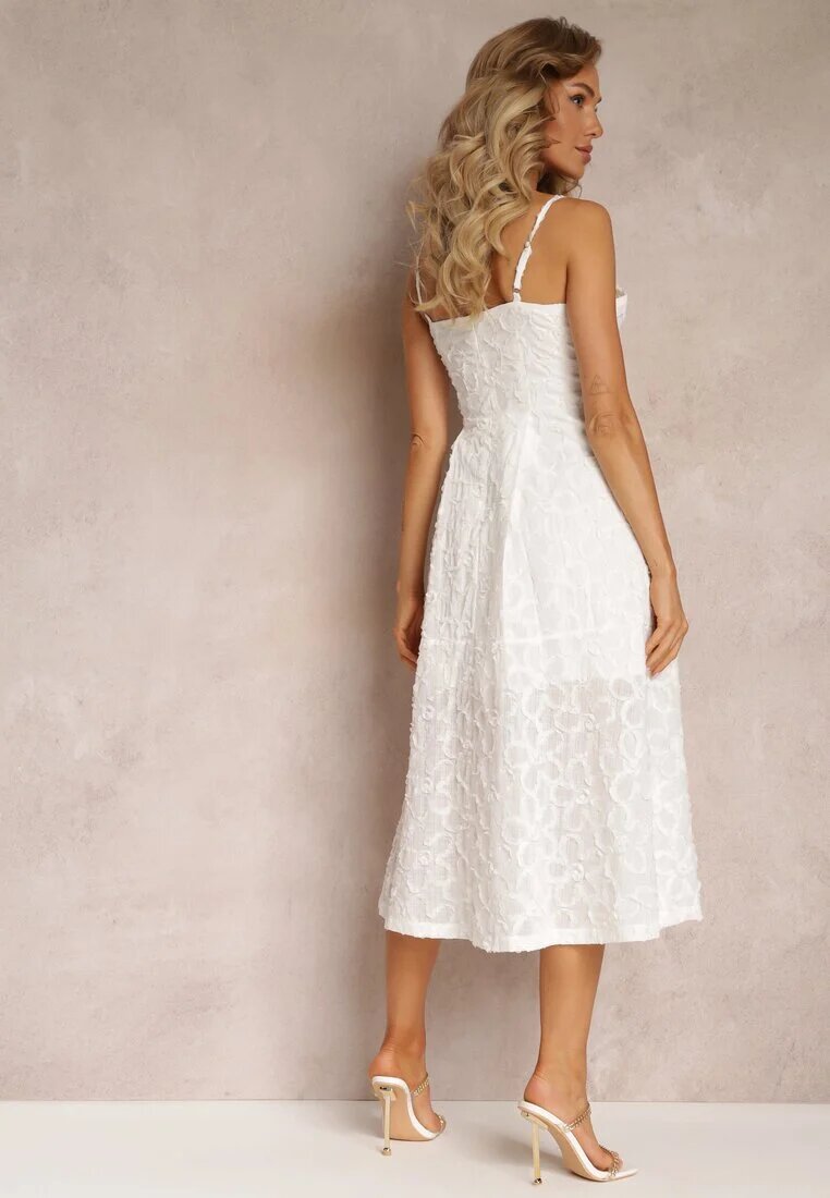 elsa.m by may Rochie Albă cu Textură Delicată și Crăpătură la Bază Kendia