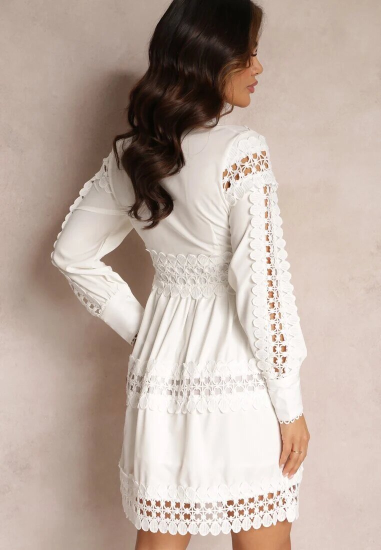 elsa.m by may Rochie Albă Din Dantelă cu Decolteu Decorativ Sweeney
