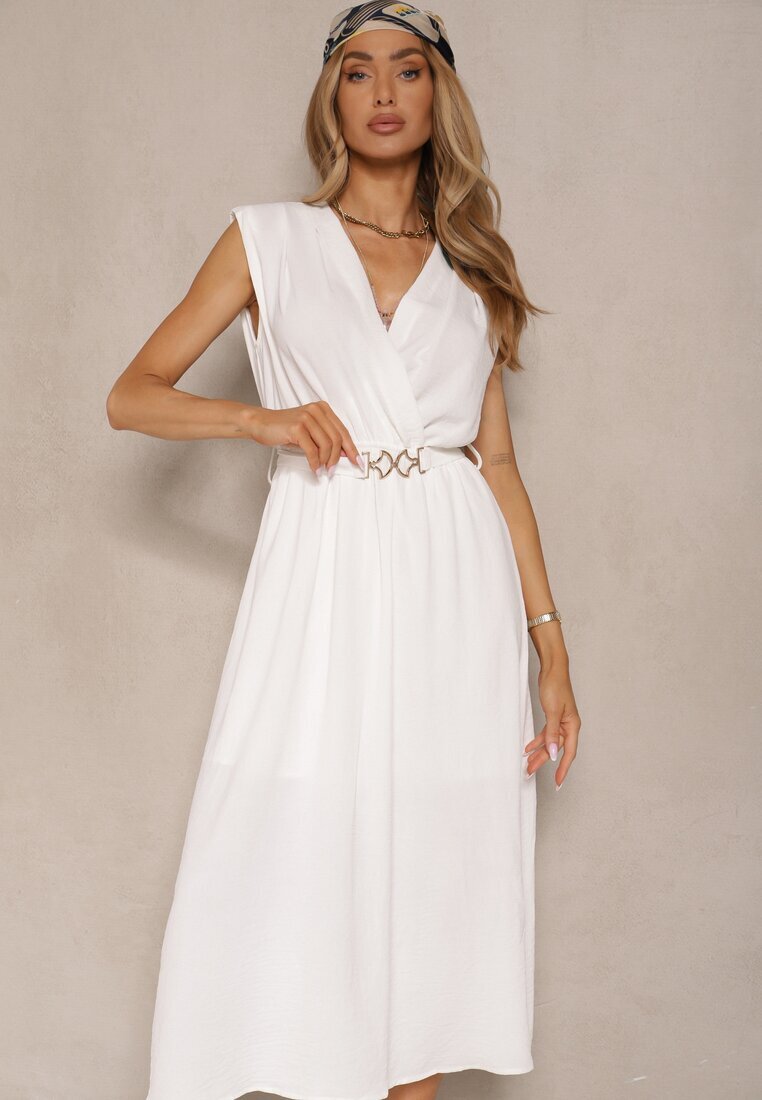 elsa.m by may Rochie Albă evazată cu cordon cu cataramă Meniros