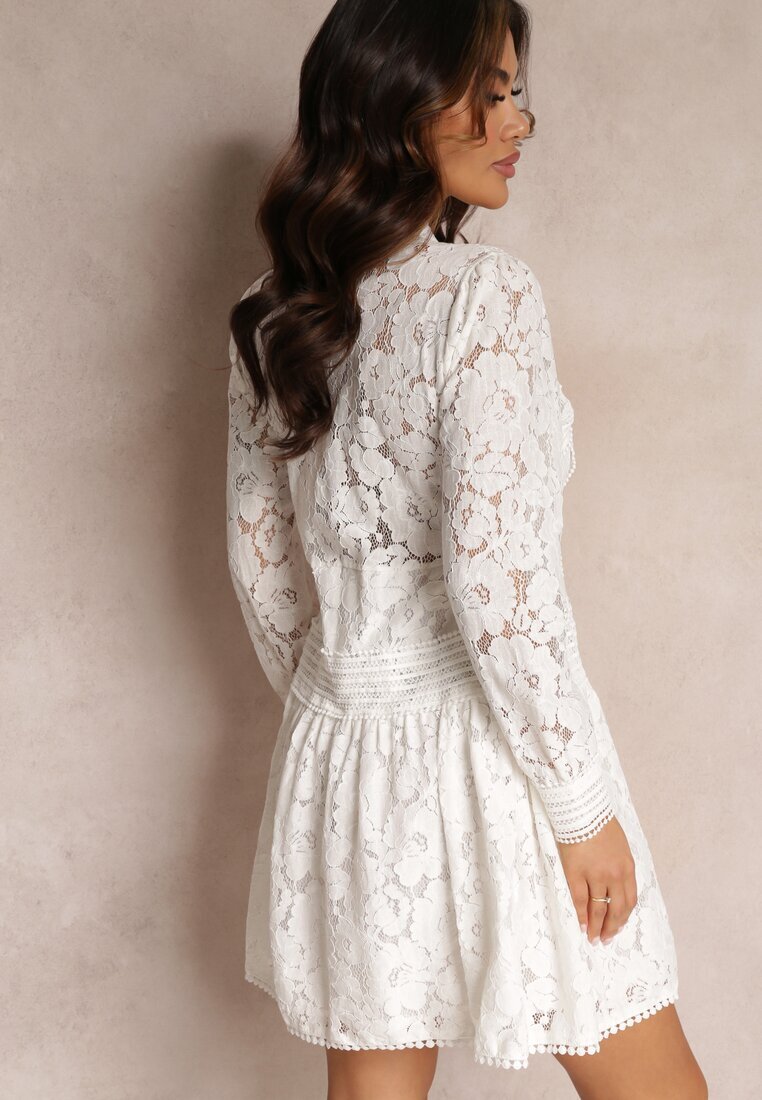 elsa.m by may Rochie Albă Evazată Tip cămașă Rutty