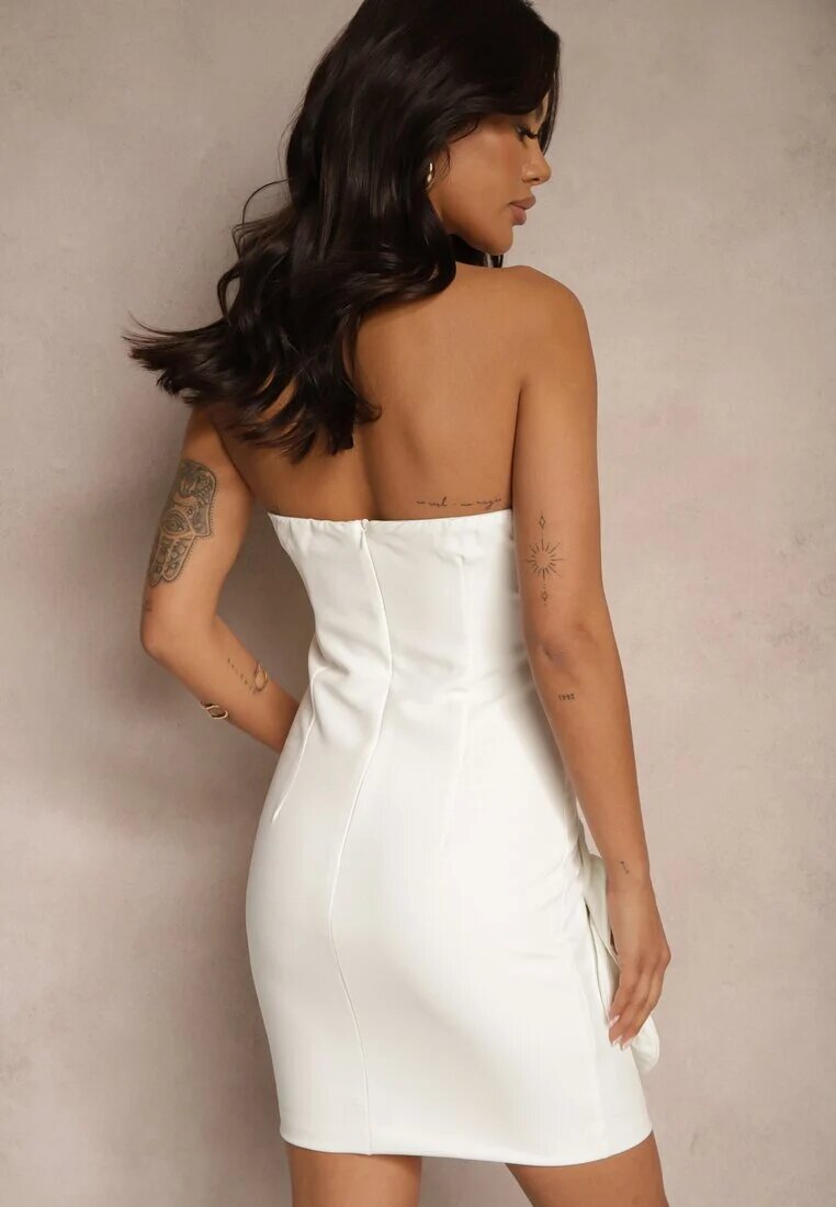 elsa.m by may Rochie Albă Tip Bandeau cu flori 3D Desilina