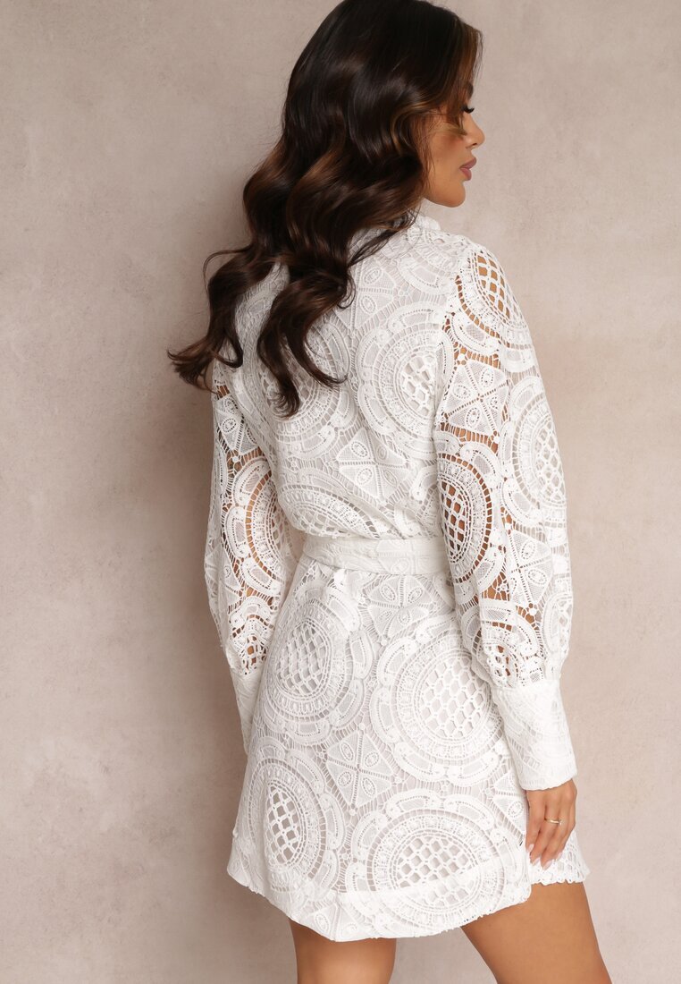 elsa.m by may Rochie Albă tip cămașă cu Dantelă Lenora