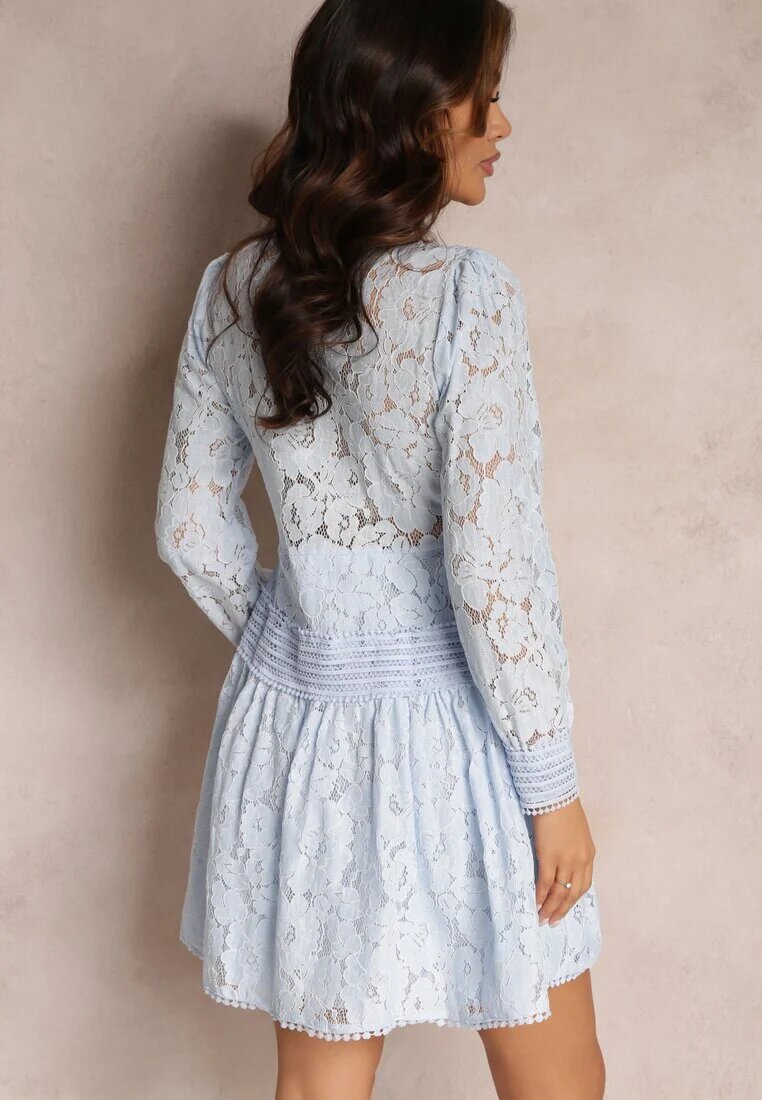 elsa.m by may Rochie Albastră Cloș Tip Cămașă Rutty