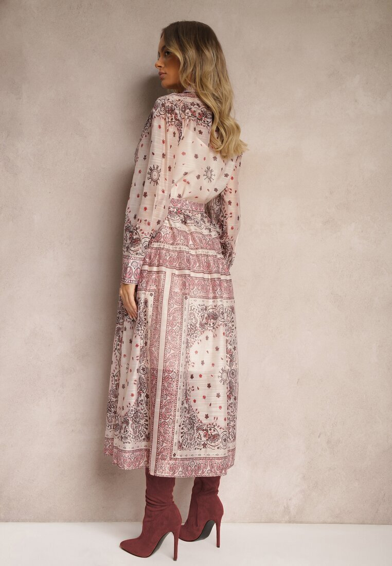 elsa.m by may Rochie Bej cu o croială evazată de cămașă din bumbac și curea Merichelle
