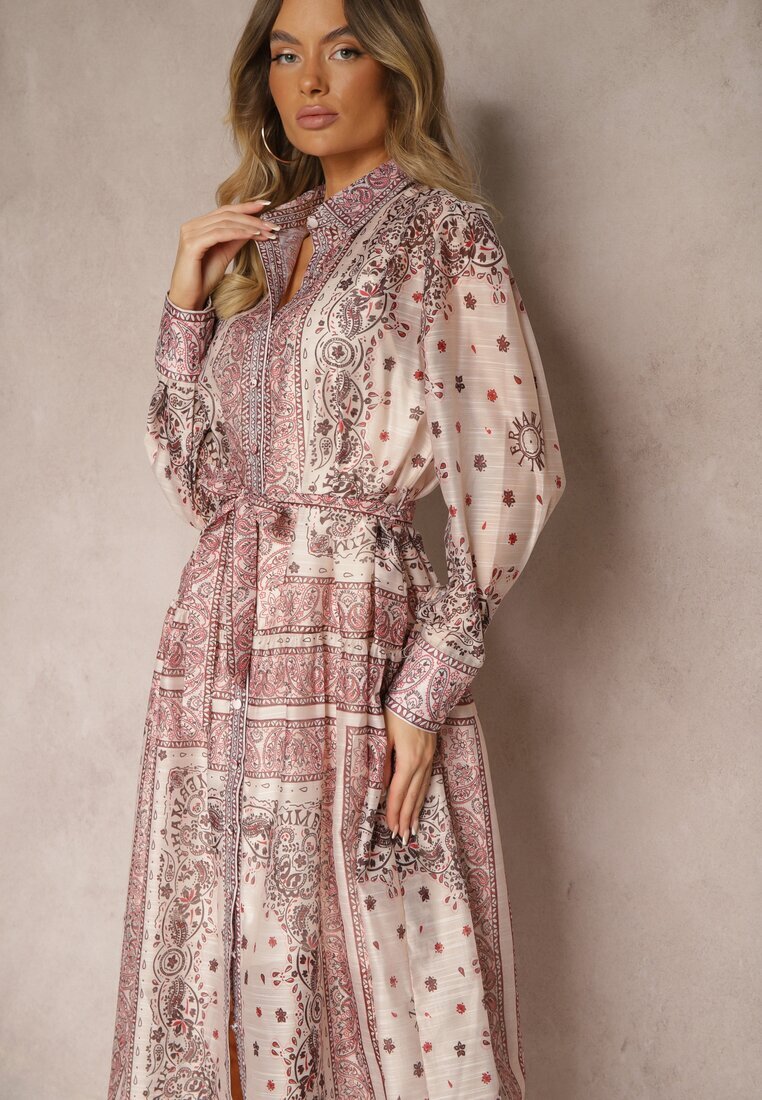elsa.m by may Rochie Bej cu o croială evazată de cămașă din bumbac și curea Merichelle