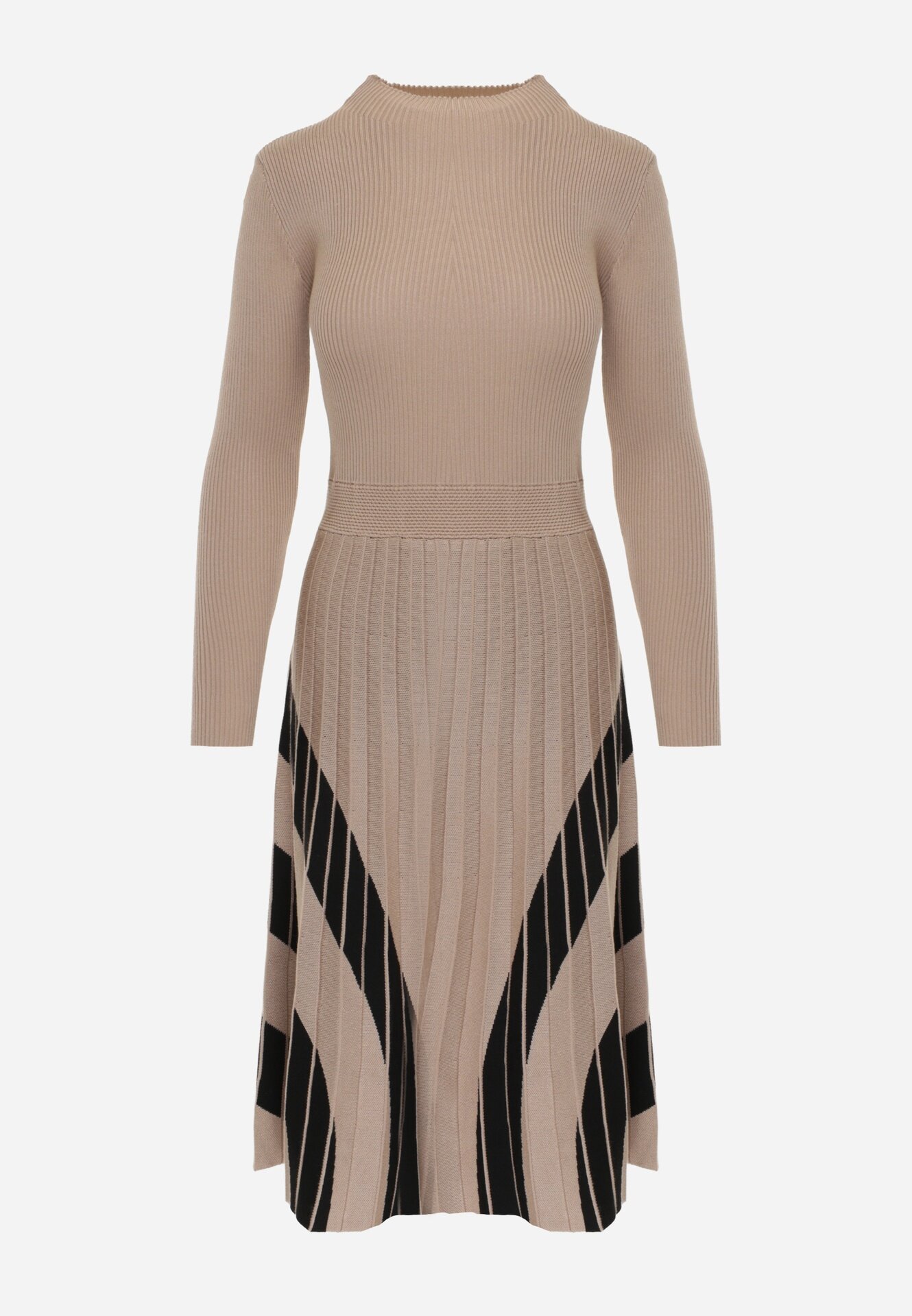 elsa.m by may Rochie Bejă din Viscoză cu poale plisate Dikire