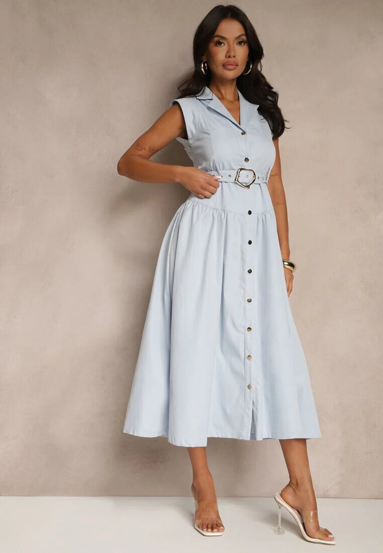 elsa.m by may Rochie cămașă albastră cu cordon decorativ Deviolin