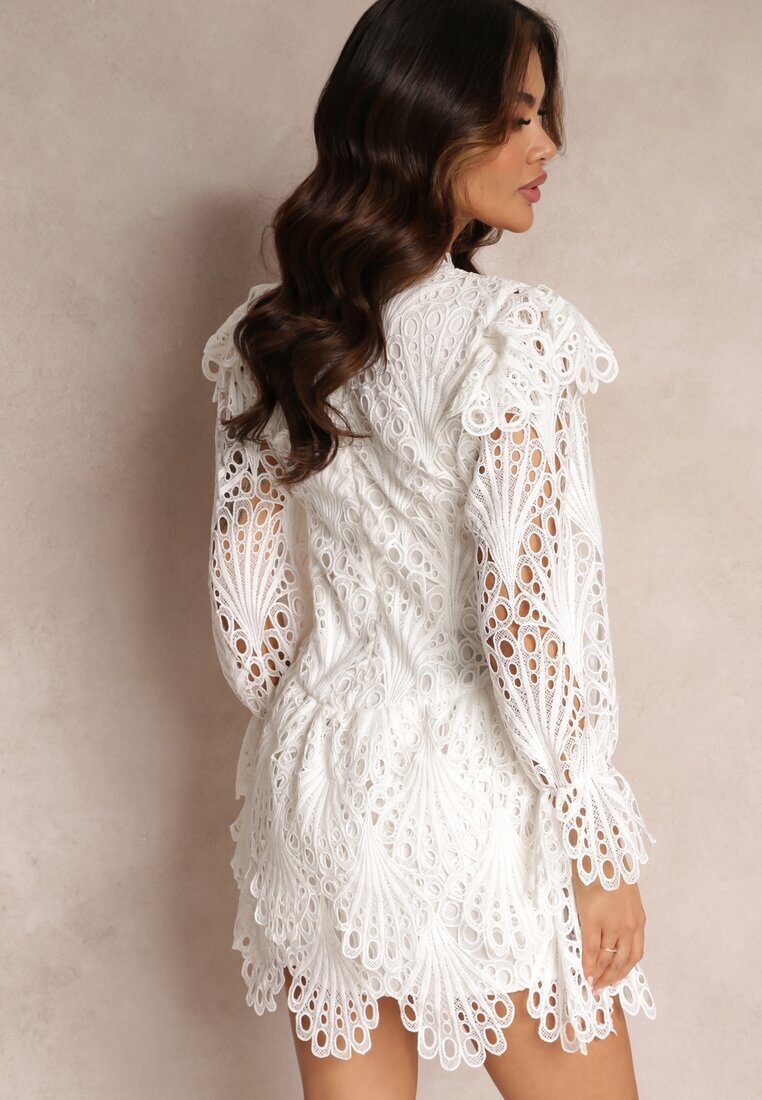 elsa.m by may Rochie Evazată Mini Albă din Dantelă Delores